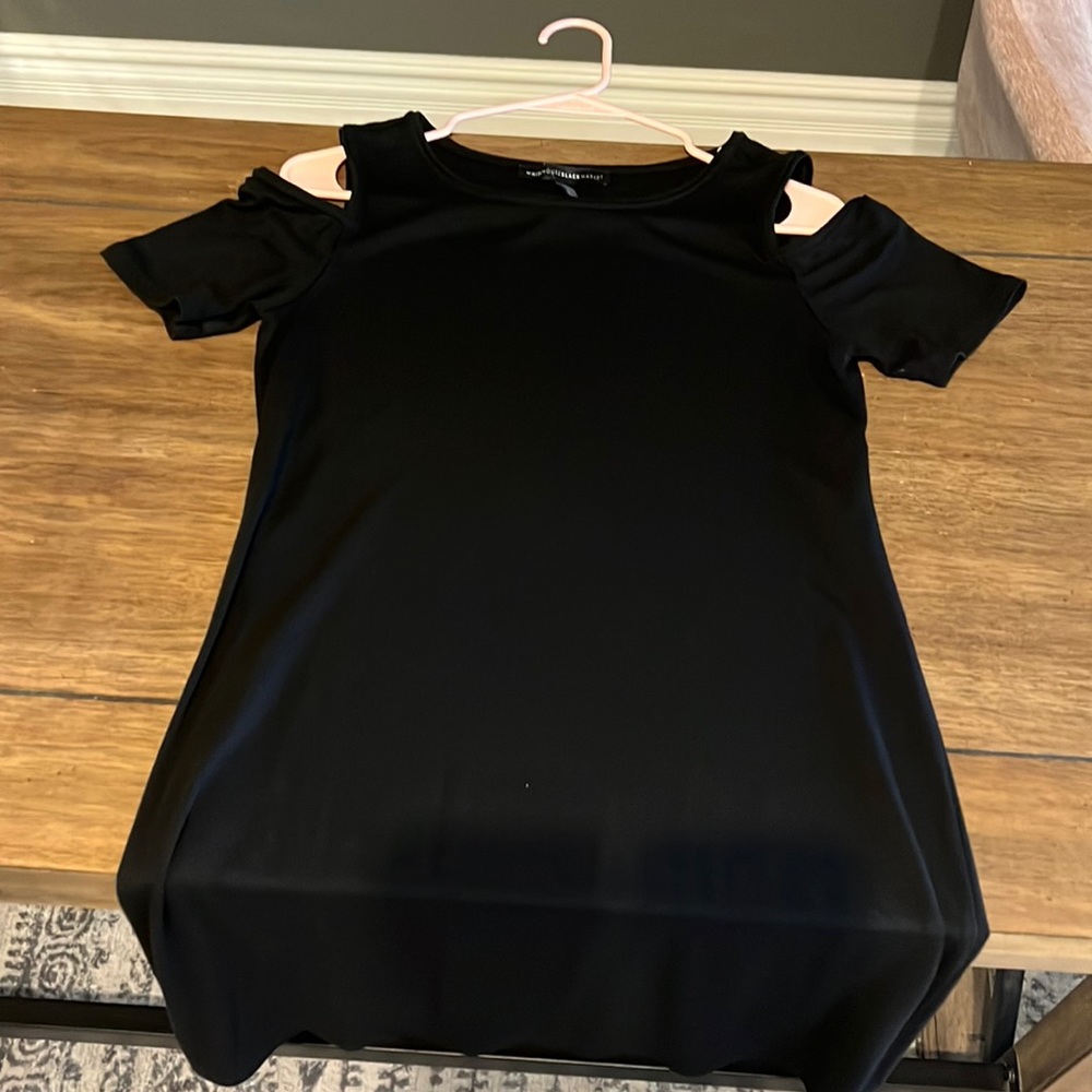 Small White House Black Market short sleeve dress with peekaboo shoulders